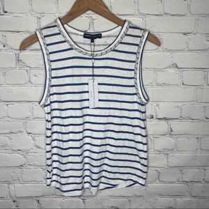 Generation Love Striped Linen Blend Chain Trim Tank Top